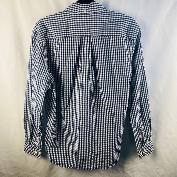 Tommy Hilfiger Navy White Gingham Check Button Down Shirt Medium Classic Fit - Picture 7 of 10